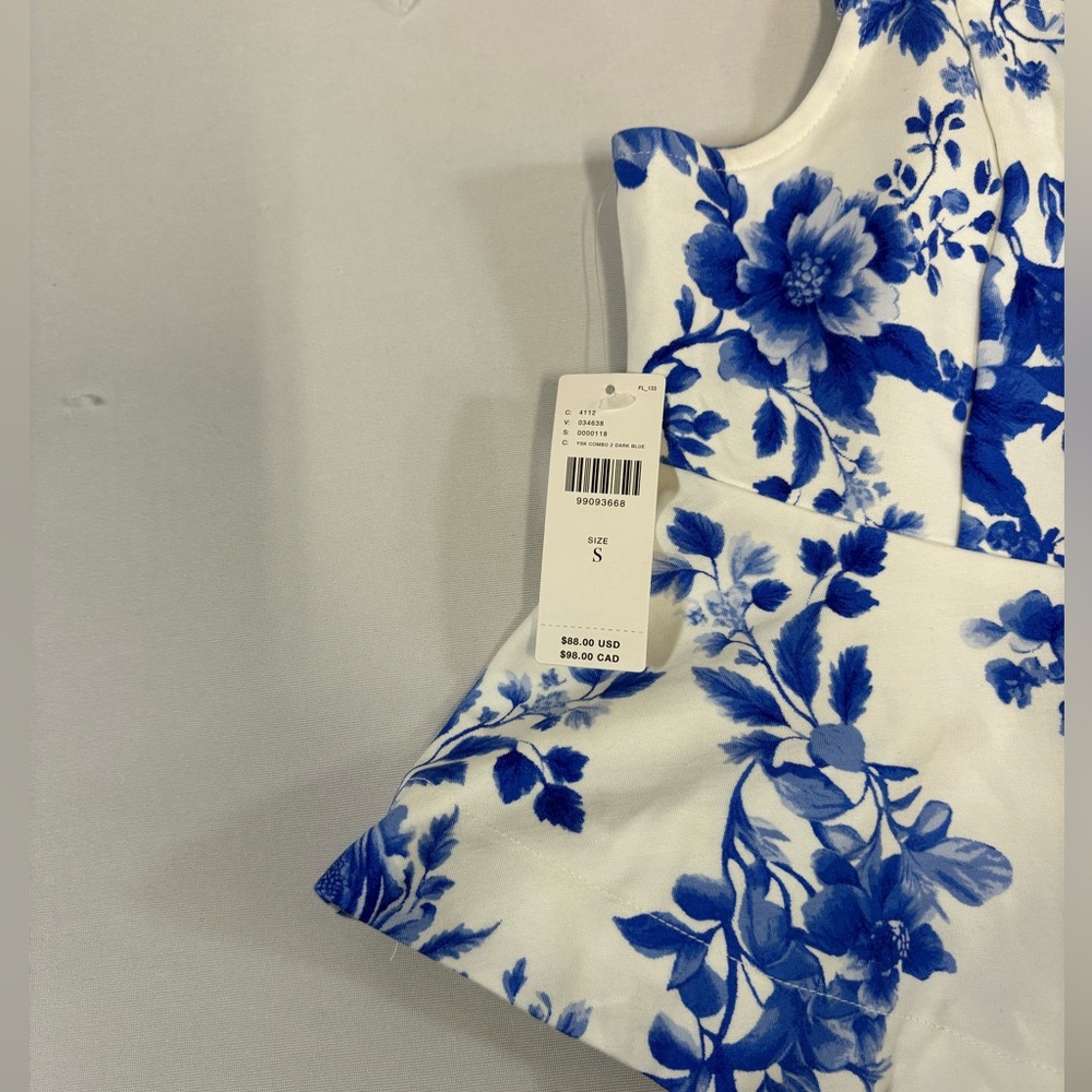 Anthropologie Maeve Square-Neck Peplum Tank Top// Blue Pattern - Picture 11 of 11